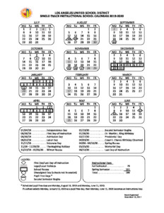 Lausd Calendar 2022 To 2023 Lausd Instructional School Calendar 2019:20 - 190321 | Coeur D'alene Avenue  School